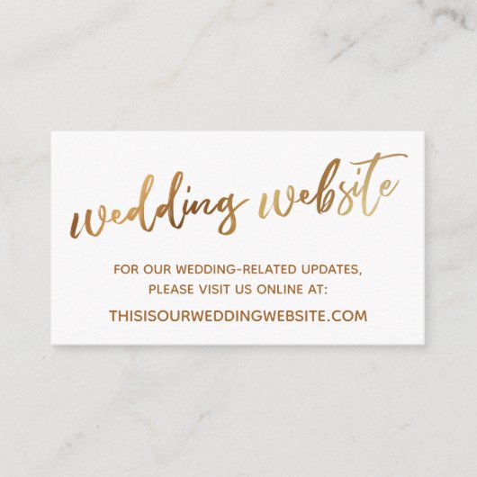 Carte de site Mariage Gold & White Typography (Devant)