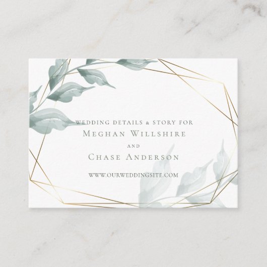 Carte de site mariage | Grayed Jade Green Botaniqu (Devant)
