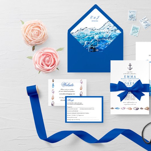 Carte de site Mariage moderne Ocean Beach Nautical