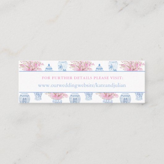 Carte de site Mariage Preppy Blue Pink Chinoiserie (Devant)