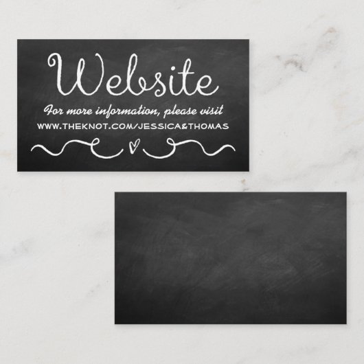 Carte de site mariage | Tableau noir (Devant / Derrière)