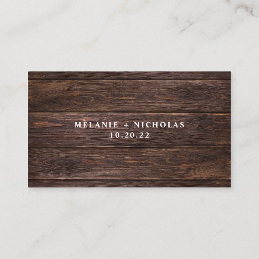 Carte de site rsvp Rustic Dark Wood (Dos)