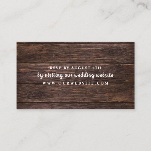 Carte de site rsvp Rustic Dark Wood (Devant)