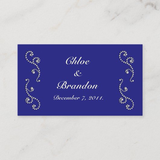 Carte de site Sapphire Blue, Off White et Pearles (Devant)