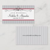 Carte de site Web Chic Déco Argent/Mariage Rouge (Devant / Derrière)