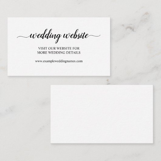 Carte de site Web de mariage à calligraphie noire  (Devant / Derrière)