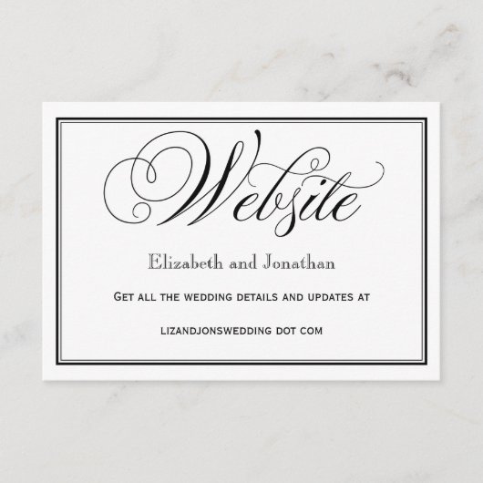 Carte de site Web de mariage à l'encre noire et bl (Devant)