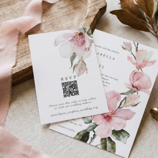 Carte de site web de mariage avec code QR RSVP Mag