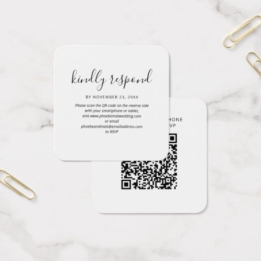 Carte de site web de mariage avec code QR RSVP mod (Bureau)