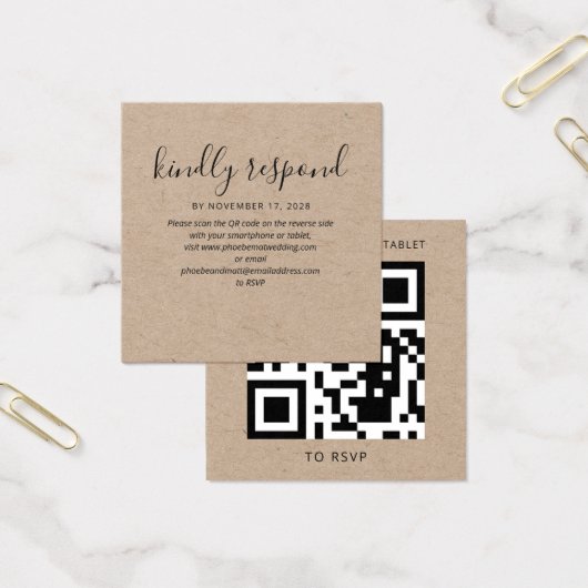 Carte de site Web de réponse QR Code pour mariage (Bureau)