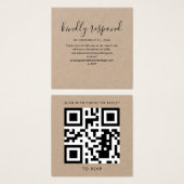 Carte de site Web de réponse QR Code pour mariage (Devant & derrière)