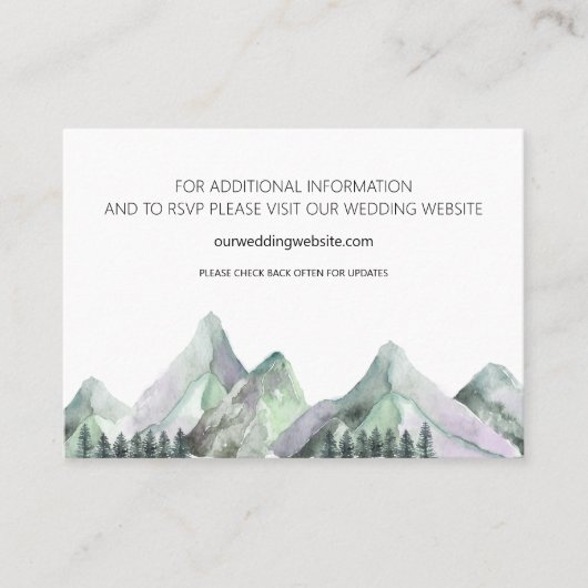 Carte de site Web Mariage Green Purple Mountains (Devant)