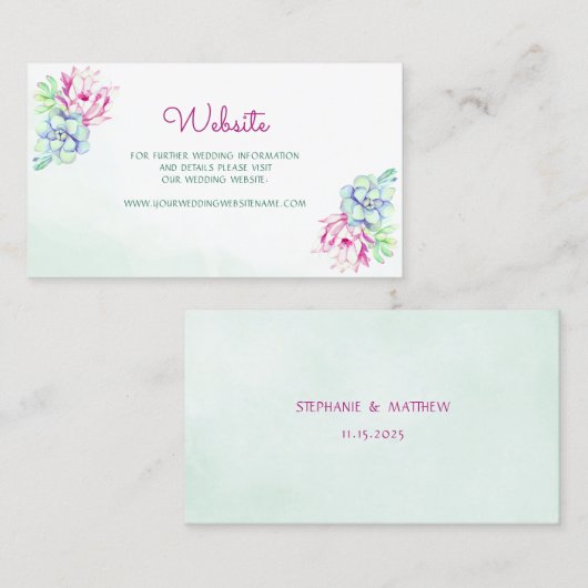 Carte de site web Mariage moderne Cactus Succuls (Devant / Derrière)