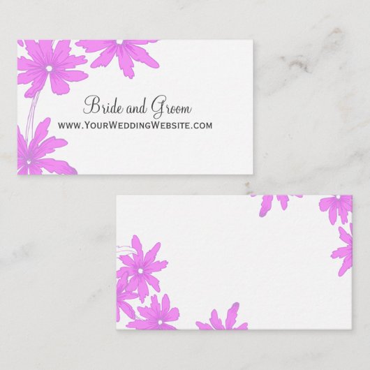 Carte de site Web Mariage Pink Daisies (Devant / Derrière)