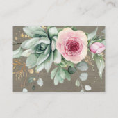Carte de site Web Mariage Succulents et Gold Green (Dos)