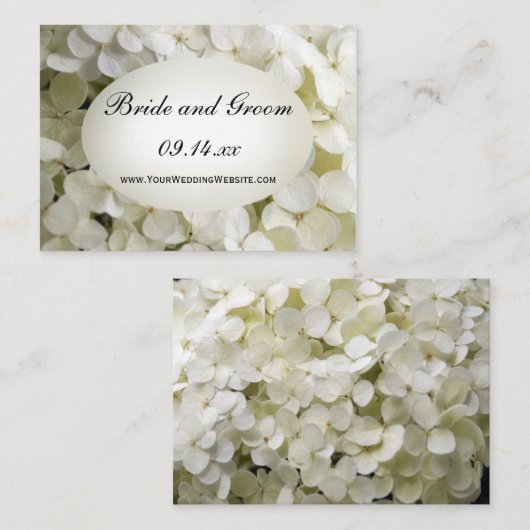Carte de site Web Mariage White Hydrangea (Devant / Derrière)