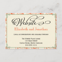 Carte de site Web Orange & Turquoise Rustic Mariag
