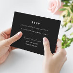 Carte De Site Web Rsvp Noir Simple En Ligne<br><div class="desc">Version sans bordure. (Également disponible avec une bordure noire) Carte d'insertion design noir et blanc simple et propre pour votre rsvp en ligne; carte d'adresse du site web mariage. Illustration de la feuille sur l'avant et l'arrière. Customisez pour convenir à presque toute invitation en changeant les styles de police, les...</div>
