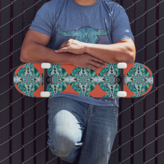 Carte de skateboard Motif orange Turquoise