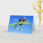 Carte de ski d'anniversaire 3 (Fleur jaune)