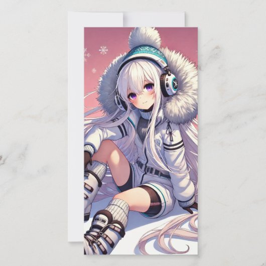Carte de ski fille Anime (Devant)