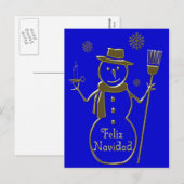 Carte de Snowman Spanish Merry Christmas Feliz Nav (Devant / Derrière)