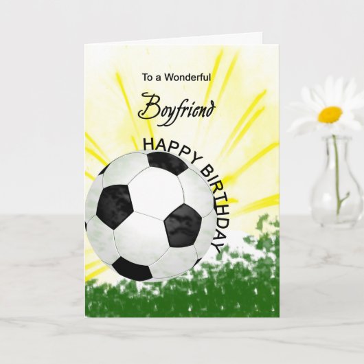Carte de soccer d'anniversaire pour copain (Petite plante)