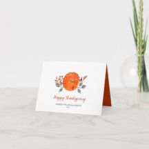 Carte de société Bon thanksgiving Citrouille aquar