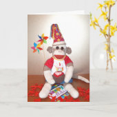 Carte de Sock Monkey (Fleur jaune)
