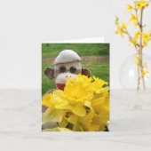 Carte de Sock Monkey (Fleur jaune)