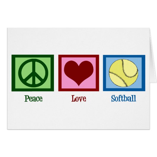 Carte de softball Peace Love (Devant horizontal)