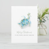 Carte de soignant de tortue marine de Noël côtier (Debout devant)