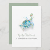 Carte de soignant de tortue marine de Noël côtier (Devant / Derrière)