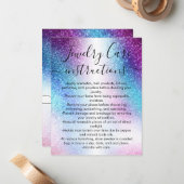 Carte de soin pour bijoux de Parties scintillant N (Devant/Arrière en situation)