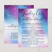 Carte de soin pour bijoux de Parties scintillant N (Devant / Derrière)