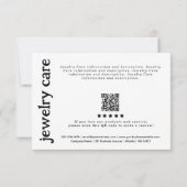 Carte de soins de bijoux Merci de commander l'inse (Dos)