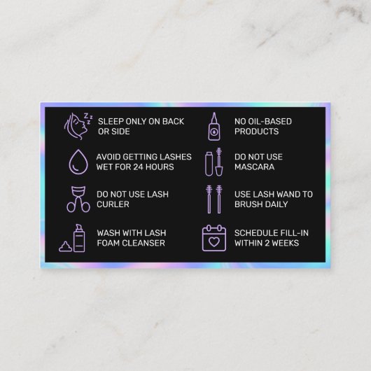 Carte de soins postérieurs à la laisse holographiq (Dos)