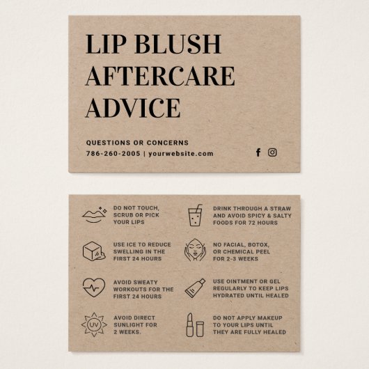 Carte de soins postérieurs à la lèvre Blush Lip Pr (Devant & derrière)