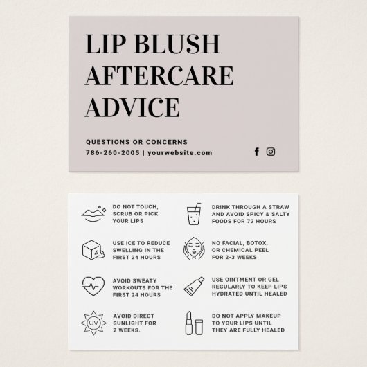 Carte de soins postérieurs à la lèvre moelleuse Cr (Devant & derrière)