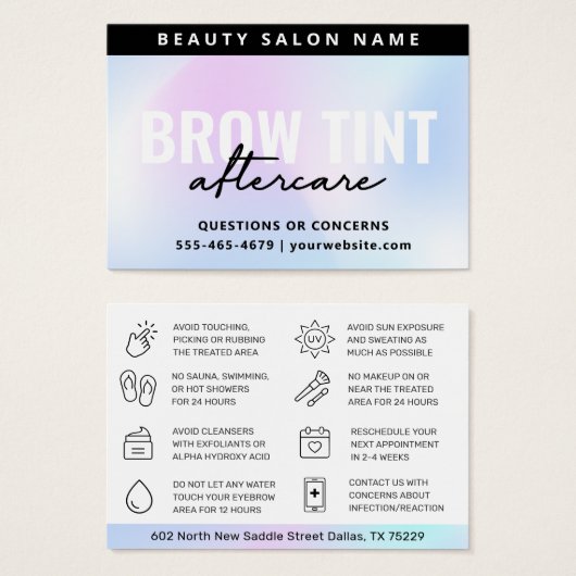 Carte de soins postérieurs à la teinte de sourcils (Devant & derrière)