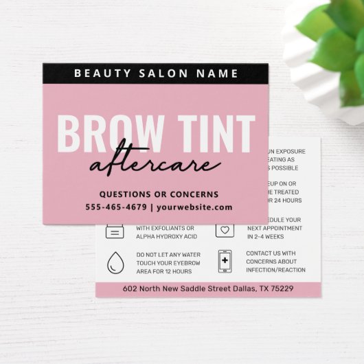 Carte de soins postérieurs à la teinte rose modern (Bureau)