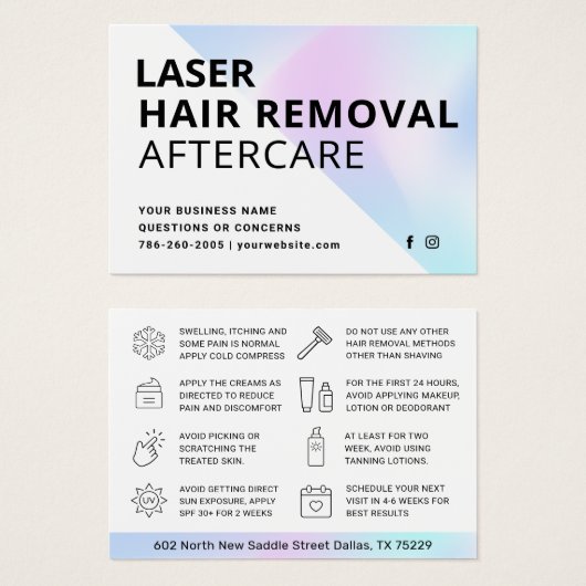 Carte de soins postérieurs à l'enlèvement des chev (Devant & derrière)