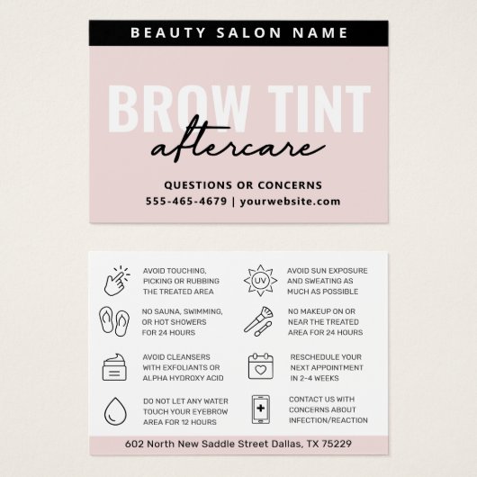 Carte de soins postérieurs Pastel Pink Eyebrow Tin (Devant & derrière)