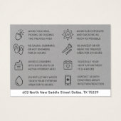 Carte de soins postérieurs Silver Grey pour sourci (Dos)