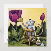 Carte de soins Souris in Tulips (Devant / Derrière)