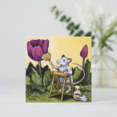 Carte de soins Souris in Tulips (Debout devant)