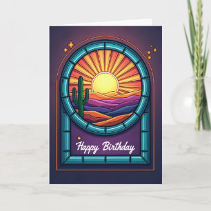 Carte de soleil du désert d'anniversaire