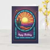Carte de soleil du désert d'anniversaire (Fleur jaune)