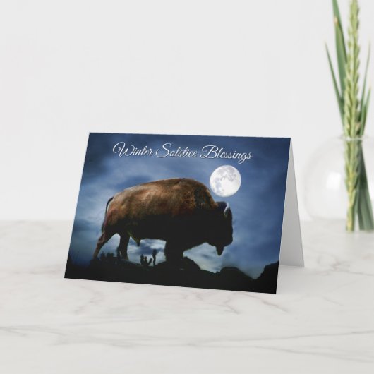 Carte de solstice d'hiver de bison de Natif (Devant)