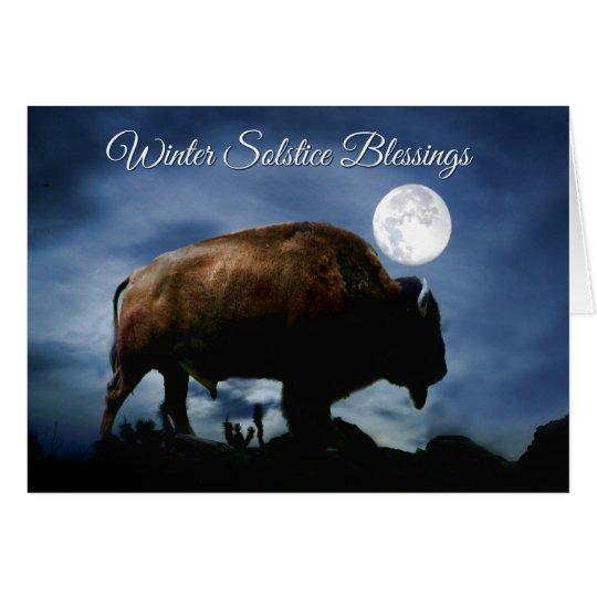 Carte de solstice d'hiver de bison de Natif